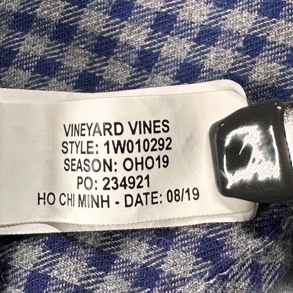 Vineyard Vines Shirt Mens XSmall Blue Gray Whale Shepherds Check Plaid Flannel - Picture 7 of 12